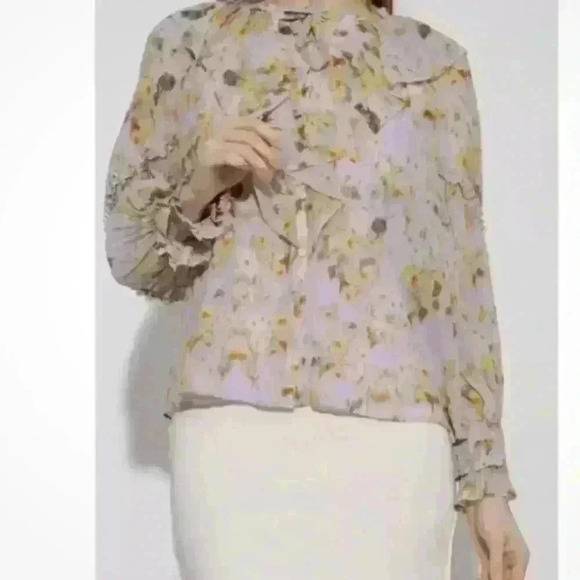 All Saints NET Ava Floral Top Tunic Blouse Long Sleeve Size 10 $159 New - Picture 2 of 4